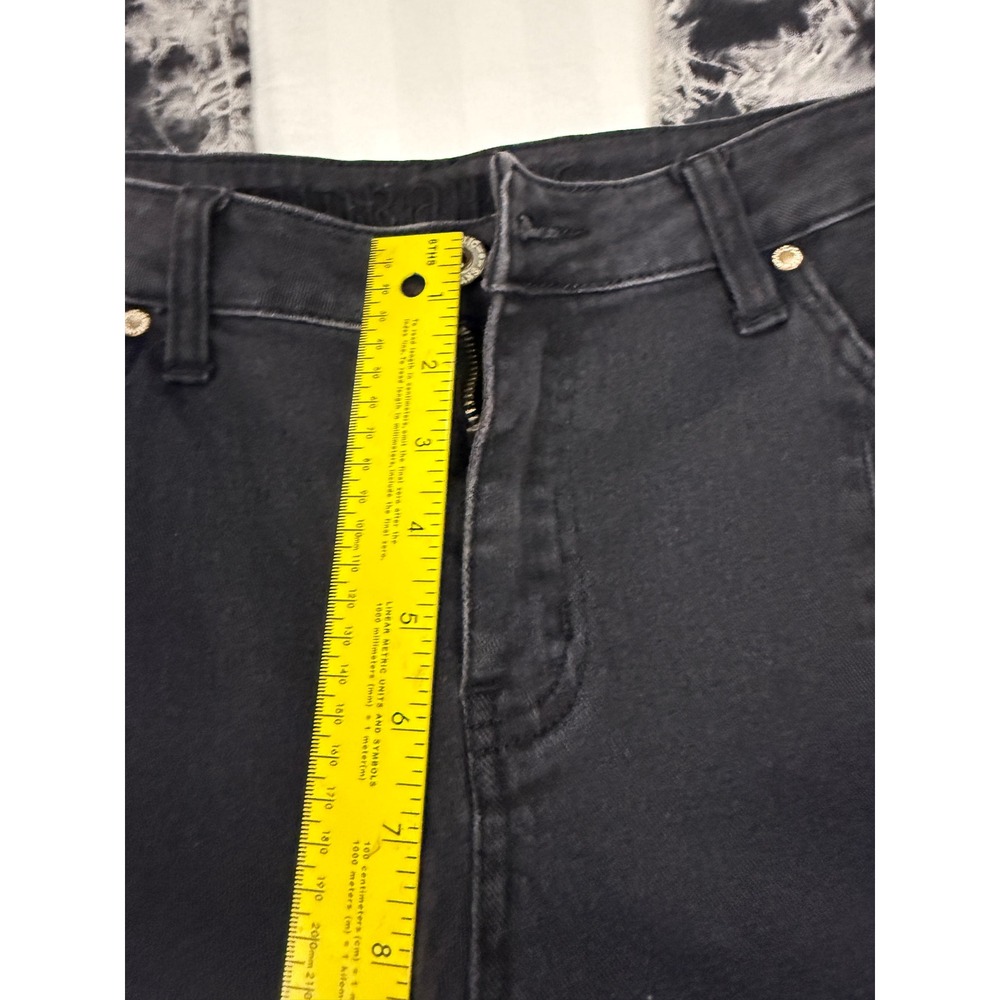 Y2K Grunge Hydraulic Jeans Murray Flare Black White Acid Wash Tie Dye Raw Hem 12 - Picture 4 of 9
